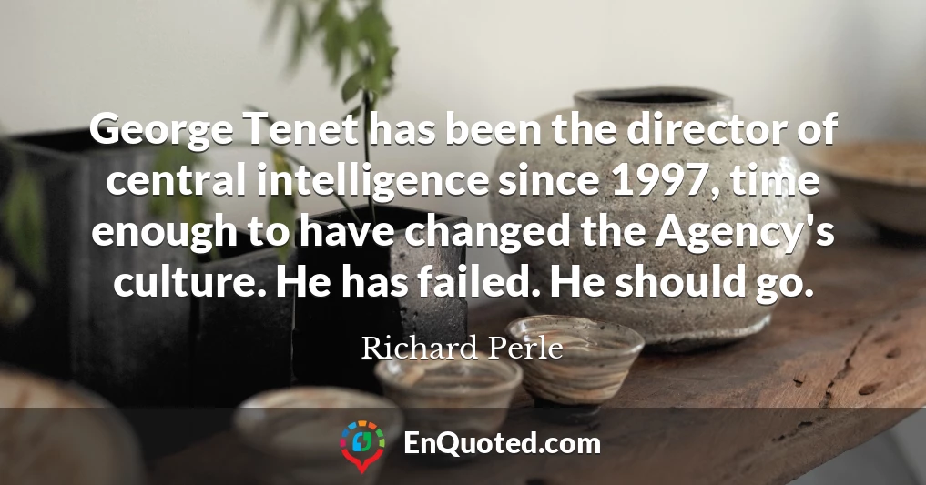 George Tenet has been the director of central intelligence since 1997, time enough to have changed the Agency's culture. He has failed. He should go.