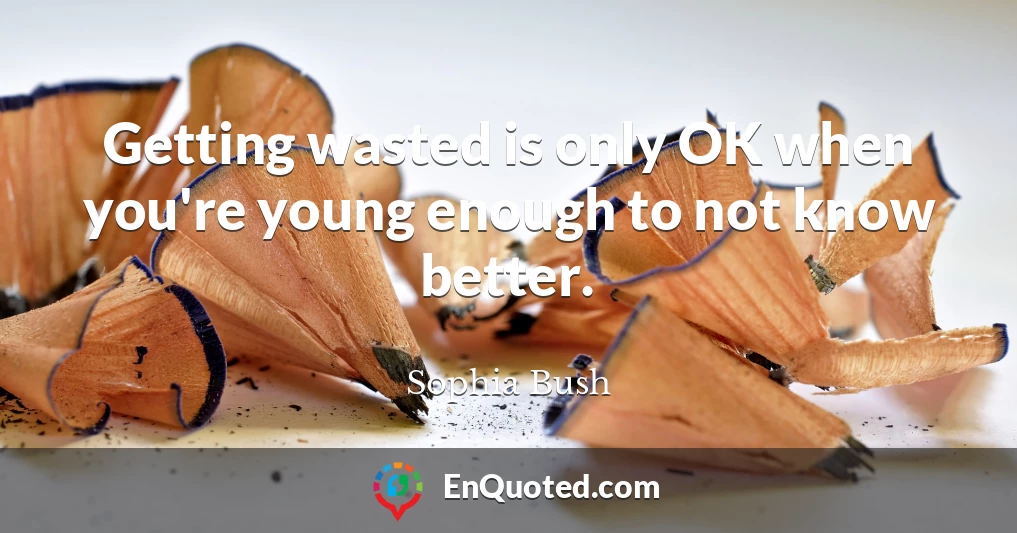Getting wasted is only OK when you're young enough to not know better.