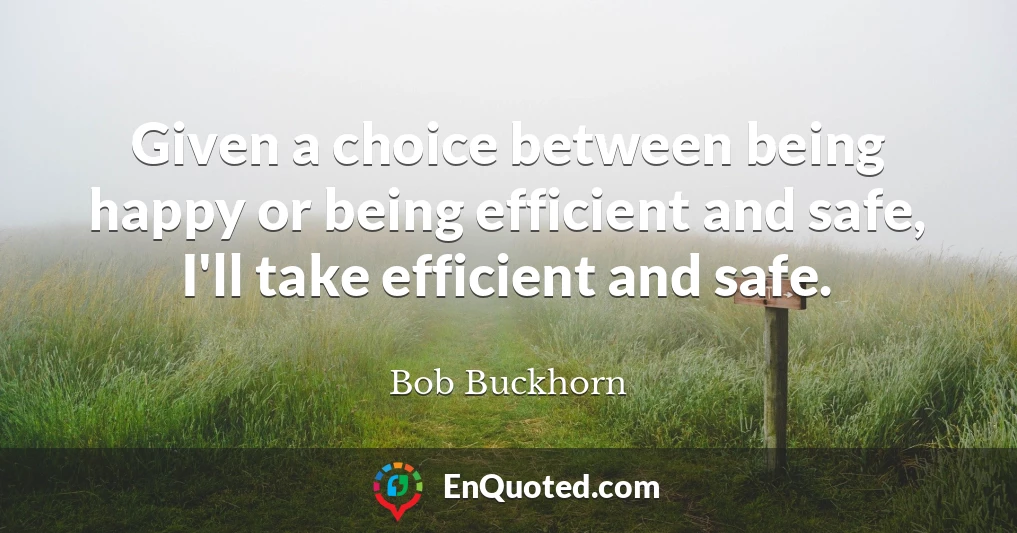 Given a choice between being happy or being efficient and safe, I'll take efficient and safe.