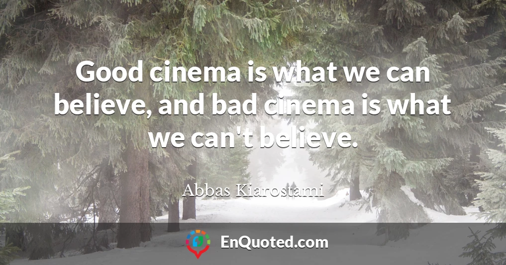 Good cinema is what we can believe, and bad cinema is what we can't believe.