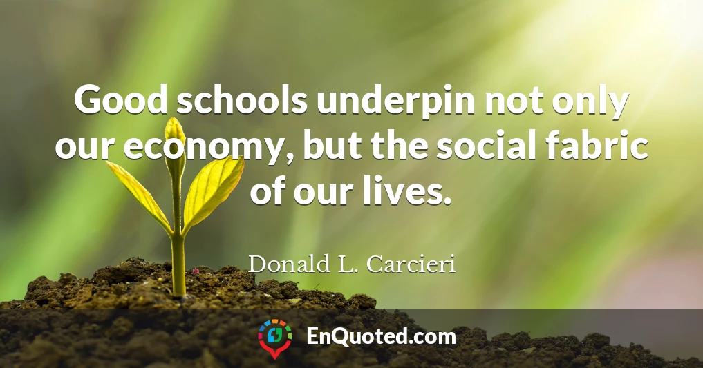 Good schools underpin not only our economy, but the social fabric of our lives.
