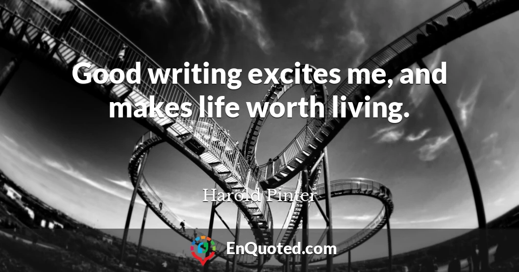 Good writing excites me, and makes life worth living.