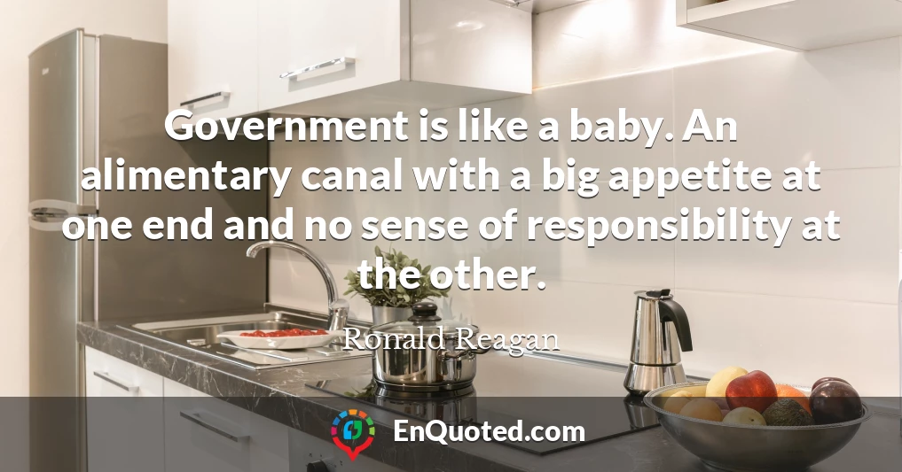 Government is like a baby. An alimentary canal with a big appetite at one end and no sense of responsibility at the other.