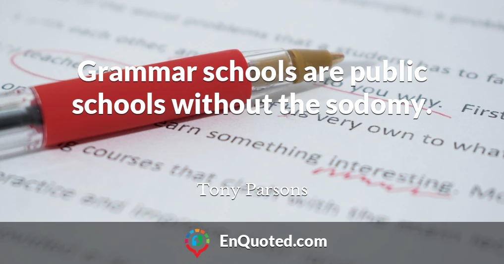 Grammar schools are public schools without the sodomy.