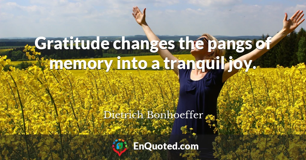 Gratitude changes the pangs of memory into a tranquil joy.