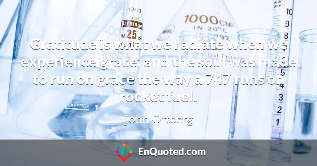 Gratitude is what we radiate when we experience grace, and the soul was made to run on grace the way a 747 runs on rocket fuel.
