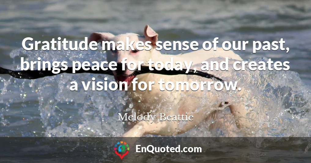 Gratitude makes sense of our past, brings peace for today, and creates a vision for tomorrow.