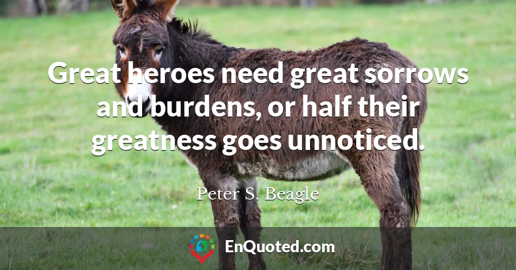 Great heroes need great sorrows and burdens, or half their greatness goes unnoticed.