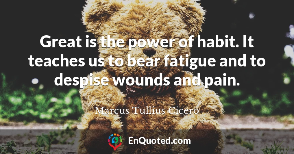Great is the power of habit. It teaches us to bear fatigue and to despise wounds and pain.