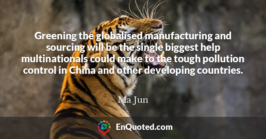 Greening the globalised manufacturing and sourcing will be the single biggest help multinationals could make to the tough pollution control in China and other developing countries.