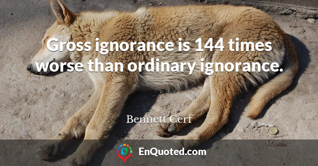 Gross ignorance is 144 times worse than ordinary ignorance.