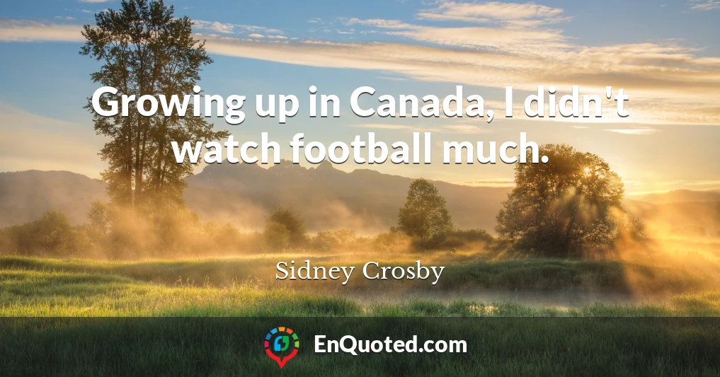 Growing up in Canada, I didn't watch football much.