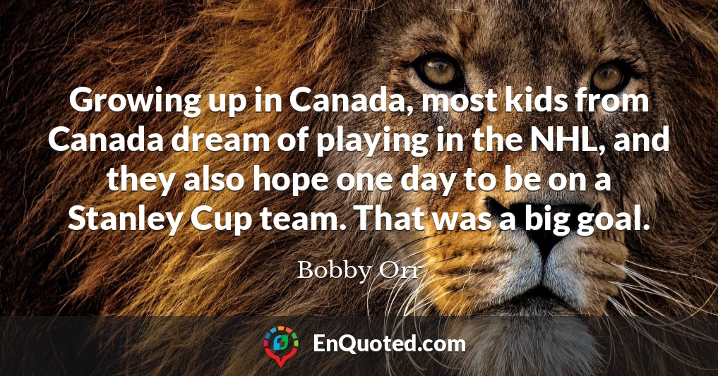 Growing up in Canada, most kids from Canada dream of playing in the NHL, and they also hope one day to be on a Stanley Cup team. That was a big goal.