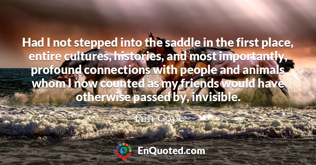 Had I not stepped into the saddle in the first place, entire cultures, histories, and most importantly, profound connections with people and animals whom I now counted as my friends would have otherwise passed by, invisible.