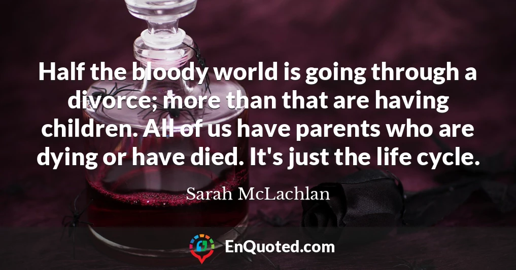 Half the bloody world is going through a divorce; more than that are having children. All of us have parents who are dying or have died. It's just the life cycle.