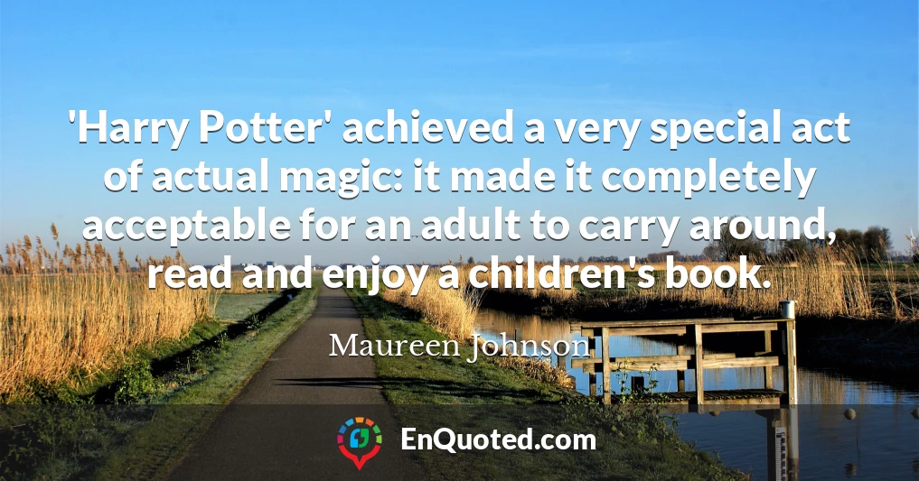 'Harry Potter' achieved a very special act of actual magic: it made it completely acceptable for an adult to carry around, read and enjoy a children's book.