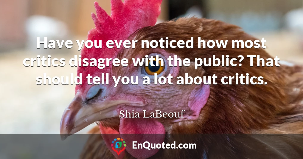 Have you ever noticed how most critics disagree with the public? That should tell you a lot about critics.