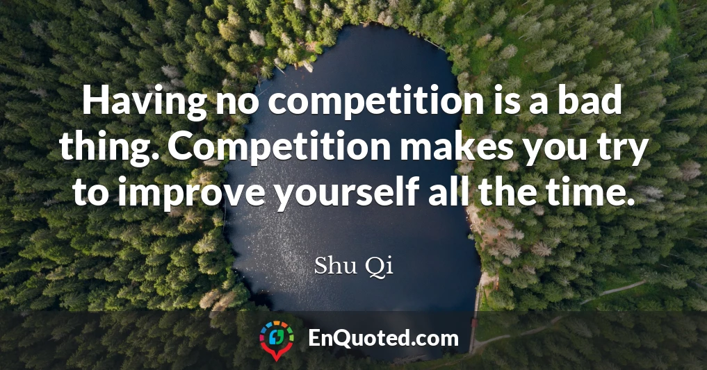 Having no competition is a bad thing. Competition makes you try to improve yourself all the time.