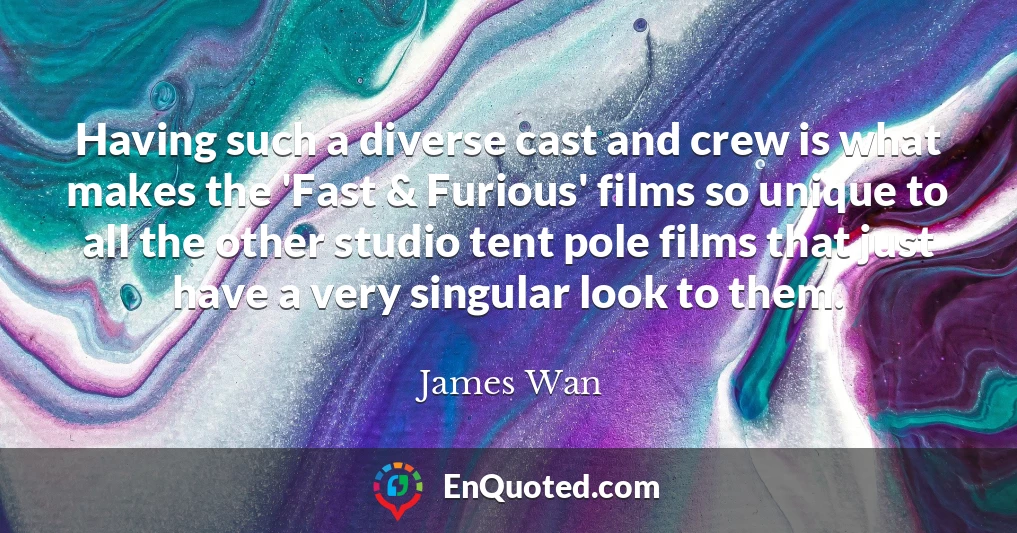 Having such a diverse cast and crew is what makes the 'Fast & Furious' films so unique to all the other studio tent pole films that just have a very singular look to them.