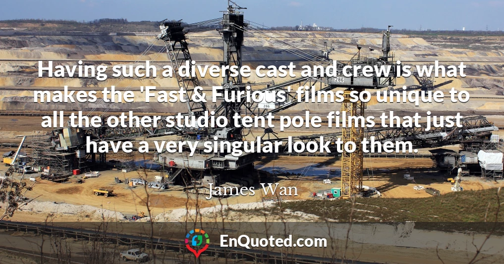 Having such a diverse cast and crew is what makes the 'Fast & Furious' films so unique to all the other studio tent pole films that just have a very singular look to them.