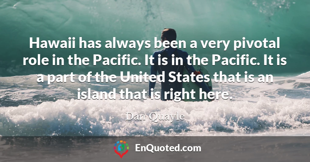 Hawaii has always been a very pivotal role in the Pacific. It is in the Pacific. It is a part of the United States that is an island that is right here.