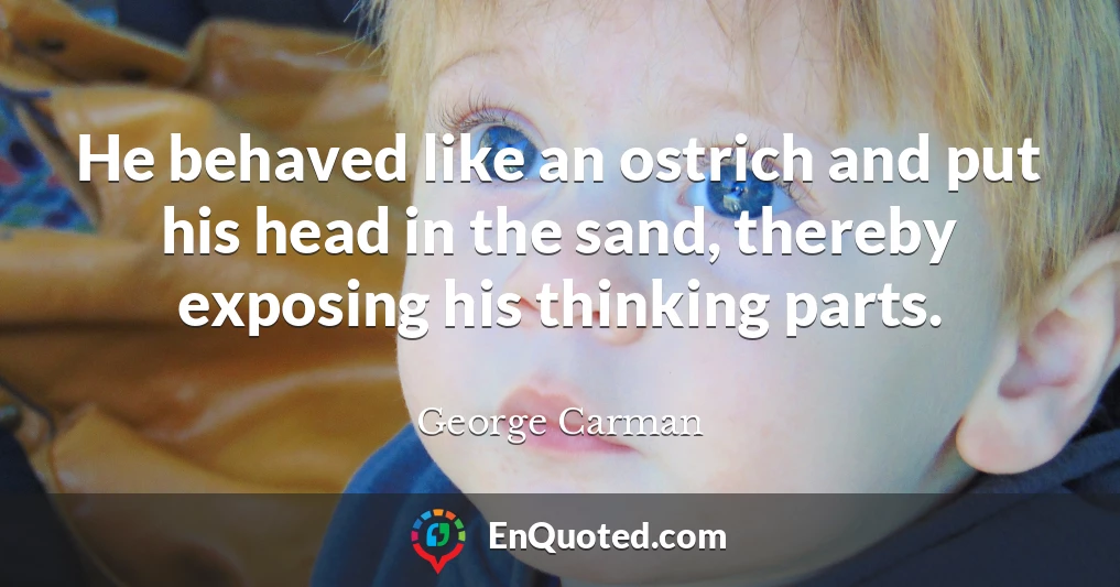 He behaved like an ostrich and put his head in the sand, thereby exposing his thinking parts.