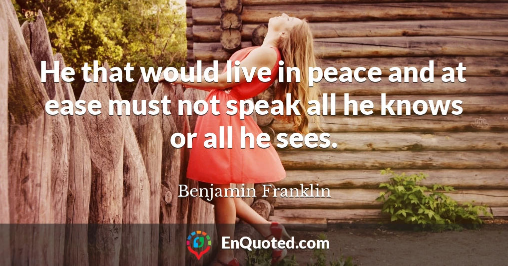 He that would live in peace and at ease must not speak all he knows or all he sees.