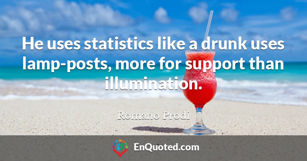 He uses statistics like a drunk uses lamp-posts, more for support than illumination.