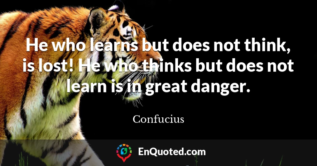 He who learns but does not think, is lost! He who thinks but does not learn is in great danger.