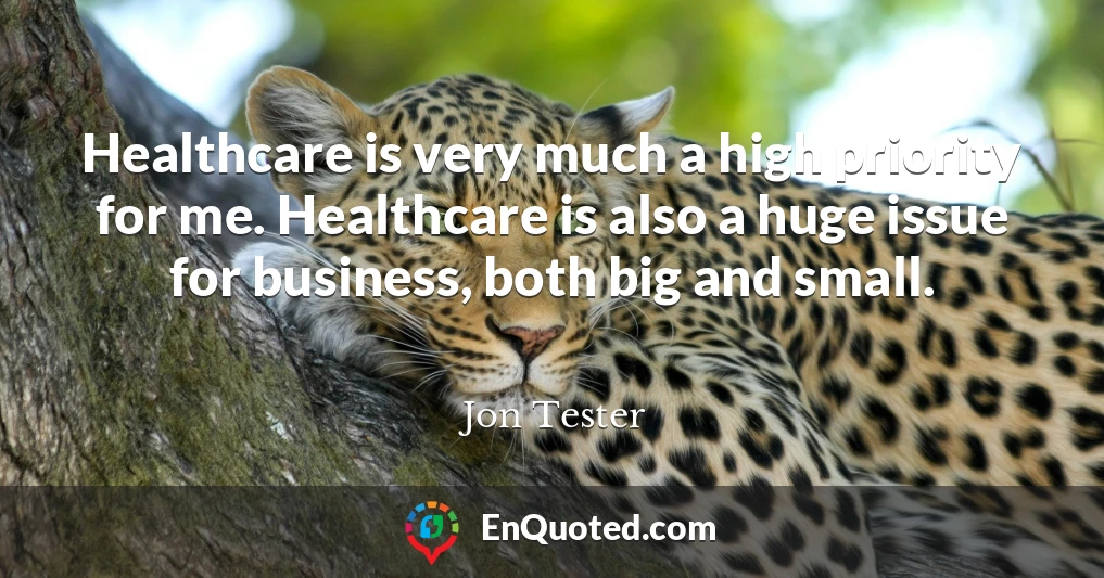 Healthcare is very much a high priority for me. Healthcare is also a huge issue for business, both big and small.