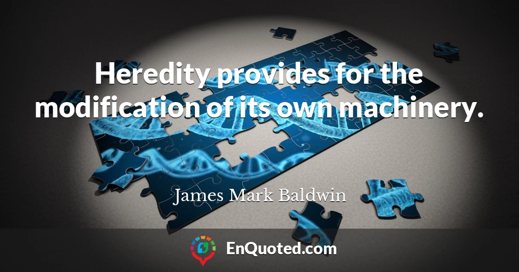 Heredity provides for the modification of its own machinery.