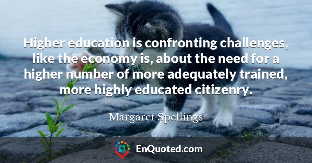 Higher education is confronting challenges, like the economy is, about the need for a higher number of more adequately trained, more highly educated citizenry.