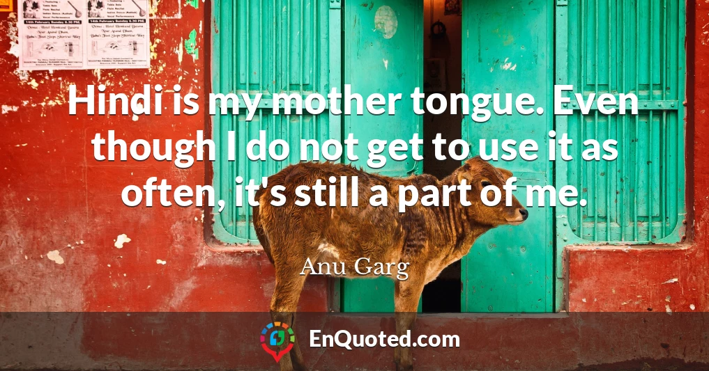 Hindi is my mother tongue. Even though I do not get to use it as often, it's still a part of me.