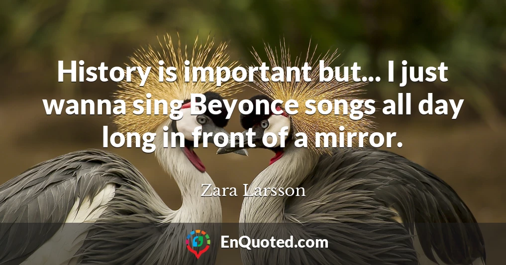 History is important but... I just wanna sing Beyonce songs all day long in front of a mirror.