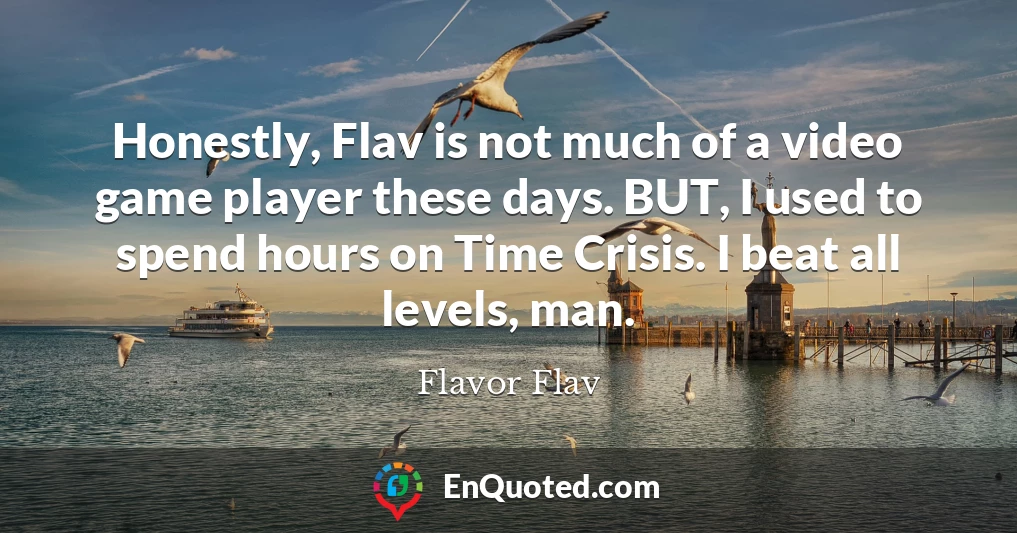 Honestly, Flav is not much of a video game player these days. BUT, I used to spend hours on Time Crisis. I beat all levels, man.