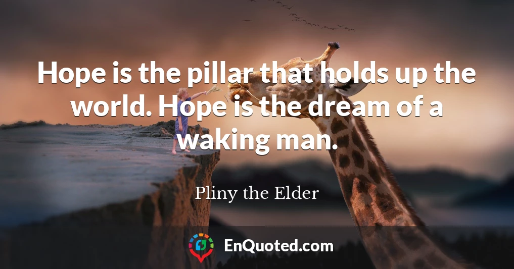 Hope is the pillar that holds up the world. Hope is the dream of a waking man.