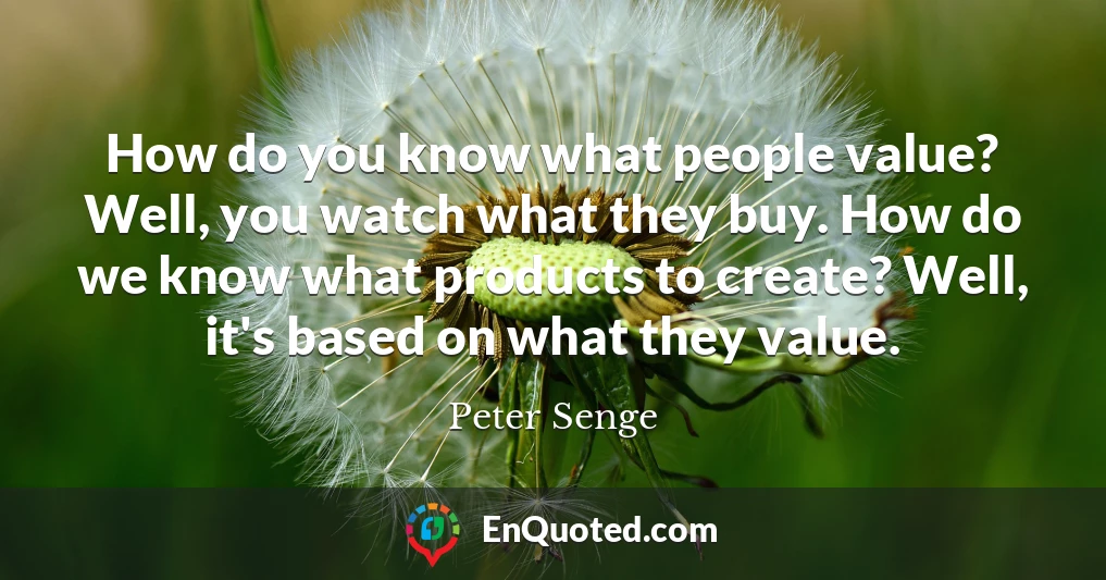 How do you know what people value? Well, you watch what they buy. How do we know what products to create? Well, it's based on what they value.