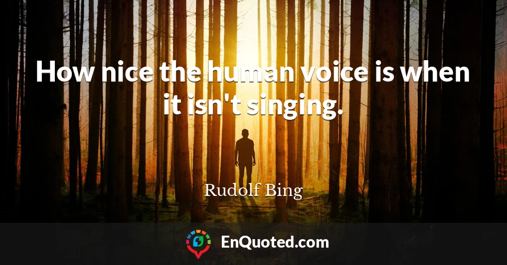 How nice the human voice is when it isn't singing.