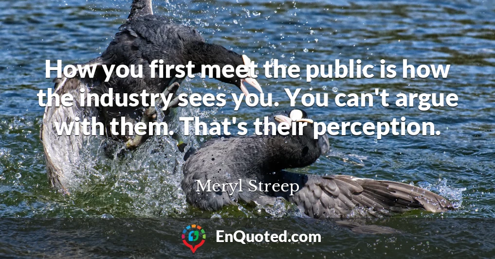 How you first meet the public is how the industry sees you. You can't argue with them. That's their perception.
