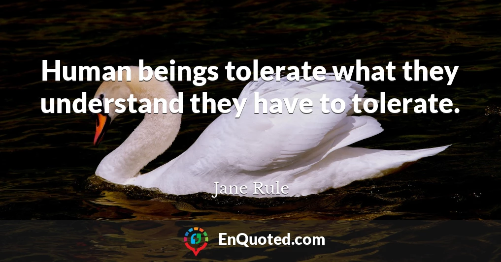 Human beings tolerate what they understand they have to tolerate.