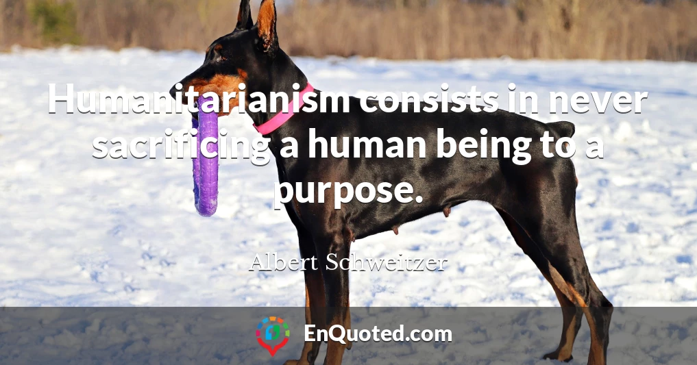 Humanitarianism consists in never sacrificing a human being to a purpose.