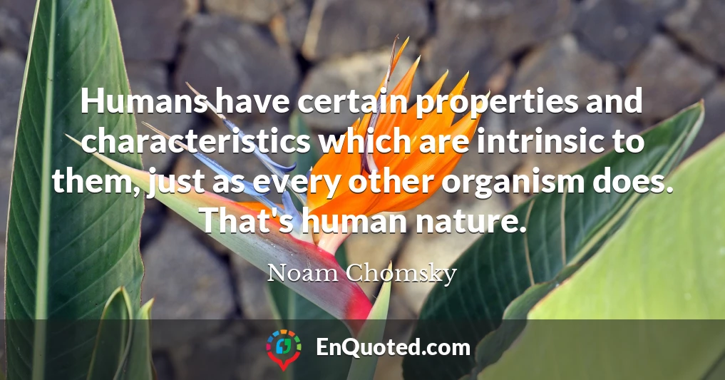 Humans have certain properties and characteristics which are intrinsic to them, just as every other organism does. That's human nature.