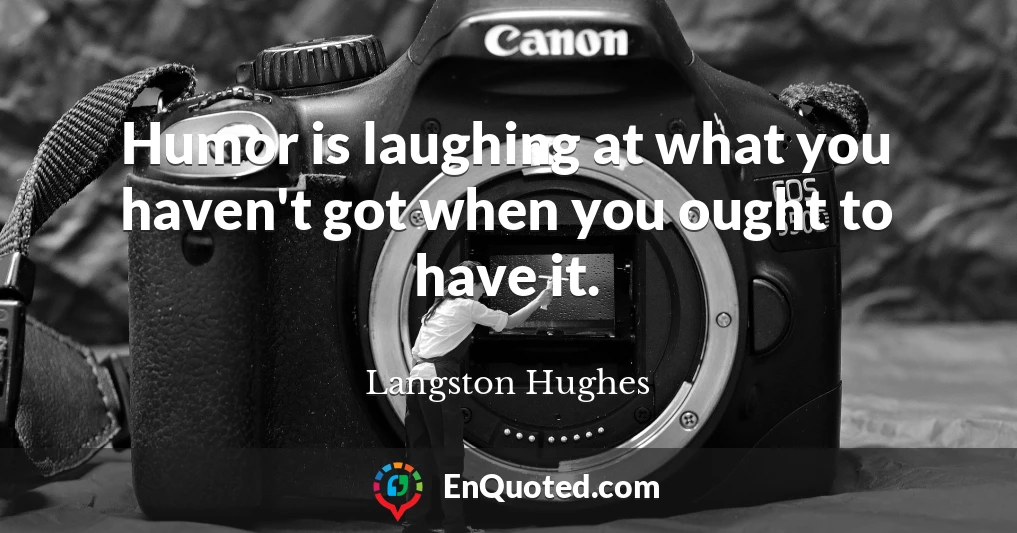 Humor is laughing at what you haven't got when you ought to have it.