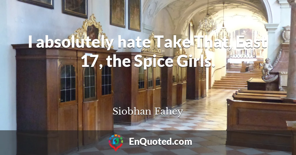 I absolutely hate Take That, East 17, the Spice Girls.