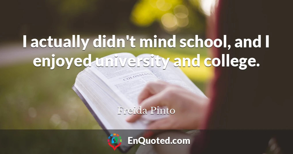 I actually didn't mind school, and I enjoyed university and college.