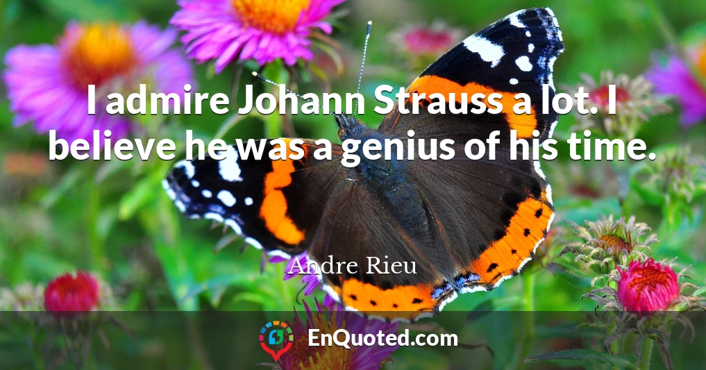 I admire Johann Strauss a lot. I believe he was a genius of his time.