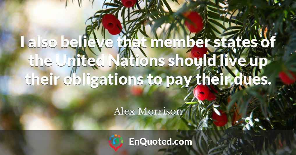 I also believe that member states of the United Nations should live up their obligations to pay their dues.