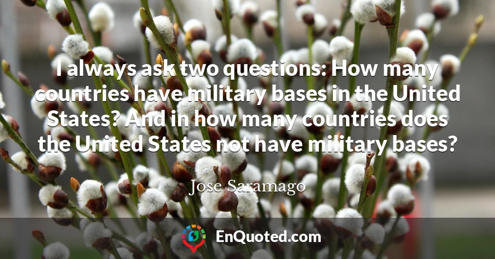 I always ask two questions: How many countries have military bases in the United States? And in how many countries does the United States not have military bases?