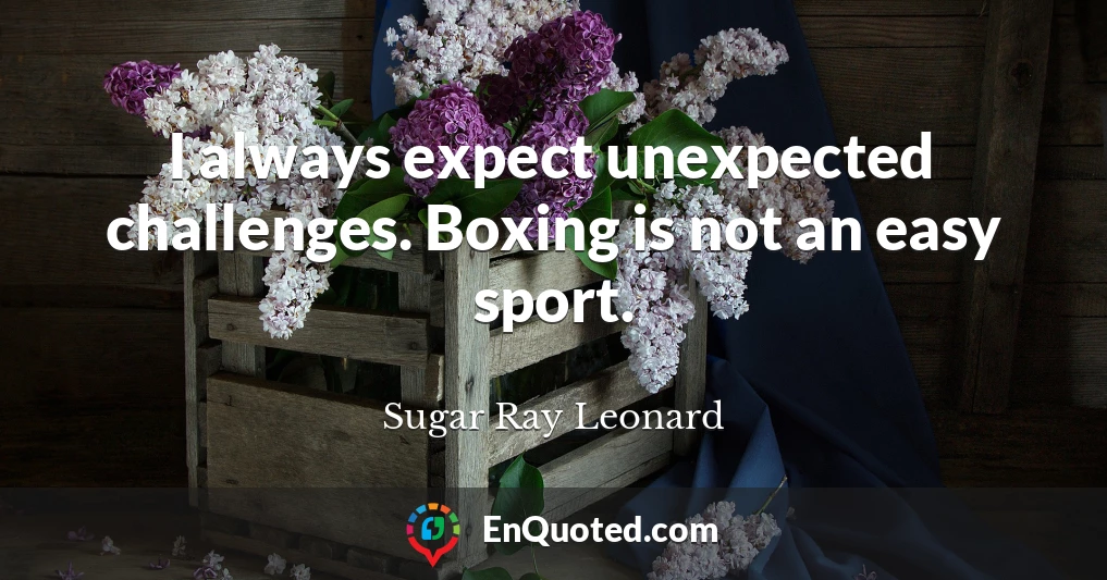I always expect unexpected challenges. Boxing is not an easy sport.