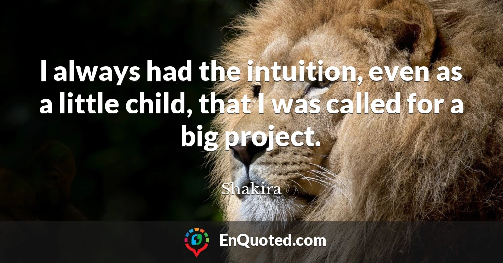 I always had the intuition, even as a little child, that I was called for a big project.